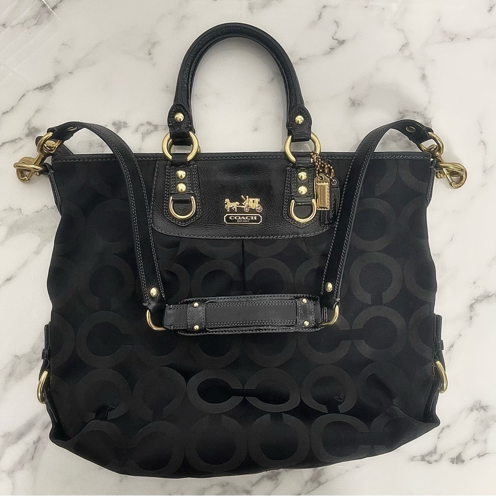 Authentic COACH Julianne tote in black monogram canvas